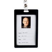 Rexel ID Coloured Plastic Card Holder Portrait Black 6 Pack