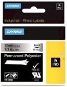 Dymo Rhino Industrial Labels Permanent Polyester Black on Silver 12mm Each