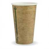 BioPak Wall Cup Single 12oz Kraft and Green Stripe 50 Pack Sold as Each 20 in a Carton