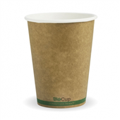 BioPak Kraft Green Stripe 390Ml 12Oz Cup 50 Pack Fits Large Lids 