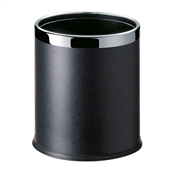Dolphy Round Leatherette Black Room Bin 8L