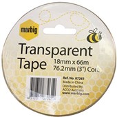 Marbig Office Tape 18mmx66m Clear Each Sold as Each 8 in a Bundle