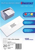 Unistat Multi Use 20UP Labels 100 Box
