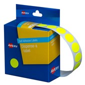 Avery Dispenser Dot Stickers 14mm Fluro Yellow 700 Pack