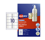 Avery L7113 Laser Labels Rectangle 10UP Clear 10 Pack