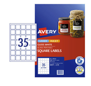 Avery L7119 Labels 35Up Square Gloss White 35 x 35mm Pk10