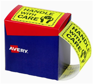 Avery Labels HANDLE WITH CARE Fluoro Yellow 750 Pack