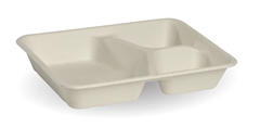 BioPak 3 Compartment Takeaway  240X180X40Mm 125 Pack Natural