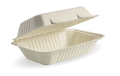 BioPak Clamshell  23X15X8Cm 9X6X3 125 Pack Natural