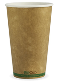BioPak Kraft Green Stripe Cup 510Ml 16Oz 50 Pack  Fits Large Lids