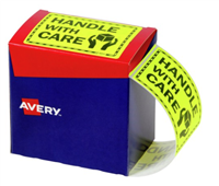 Avery Labels HANDLE WITH CARE Fluoro Yellow 750 Pack