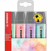 Stabilo Boss Highlighter Pastel Wallet Assorted 4 Pack