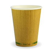 BioPak BioCup 390ml  12oz 90mm Kraft Green Stripe Double Wall Sleeve 40 Sold as Sleeve 40 25 in a Carton