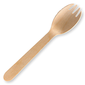 BioPak BioCutlery 16cm Unbranded Wood Spork  Bulk Pack Sleeve 100 Sold as Sleeve 100 20 in a Carton