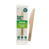 BioPak BioCutlery 16cm Wooden Knife In Paper Sleeves Sleeve 10 Sold as Sleeve 10 32 in a Carton