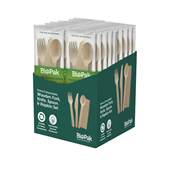 BioPak BioCutlery 16cm Wooden Knife Fork  Spoon Sleeve 18 Sold as Sleeve 18 20 in a Carton