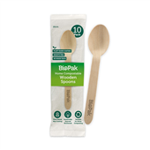 BioPak BioCutlery 16cm Wooden Spoon In Paper Sleeve 10 Sold as Sleeve 10 20 in a Carton